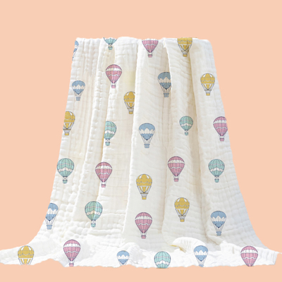 o bebê da impressão 100%Cotton envolve o lazer tecido 40S ocasional das mulheres três camadas que os infantes cobrem a tela geral de Guze do crepe