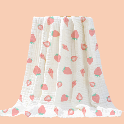 o bebê da impressão 100%Cotton envolve o lazer tecido 40S ocasional das mulheres três camadas que os infantes cobrem a tela geral de Guze do crepe