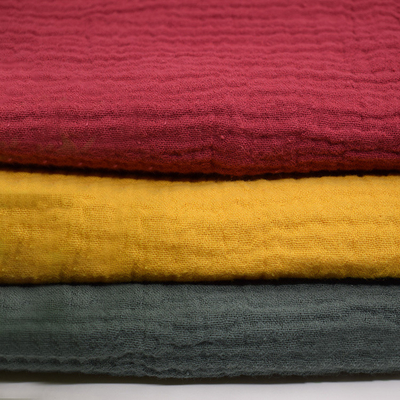 O fio tingiu a tela amarela de Gauze Fabric Crinkle Double Gauze do crepe 130GSM