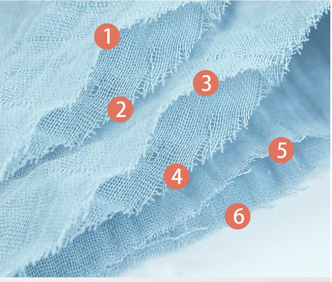 Seis peles naturais de Gauze Fabric No Flurescent Agent do crepe da camada amigáveis