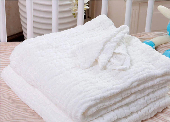 crepe branco da fibra de Gauze Fabric No Fluorescent Agent do bebê do enrugamento 32S