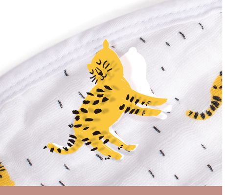Tela amarela 105GSM Gauze Fabric fino de Tiger Printing Woven Muslin Gauze