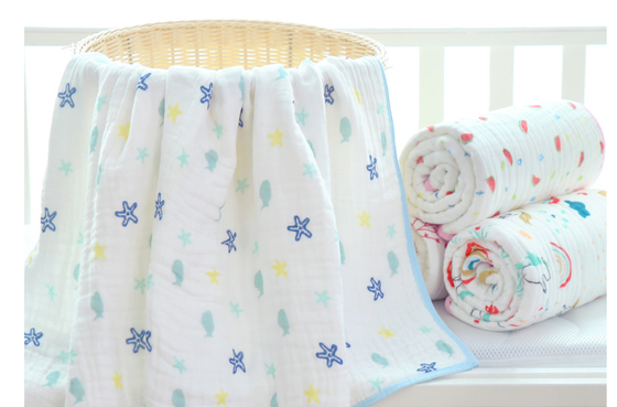 Rapidez algodão floral Gauze Fabric Gauze Bath Towel de quatro camadas 57 polegadas