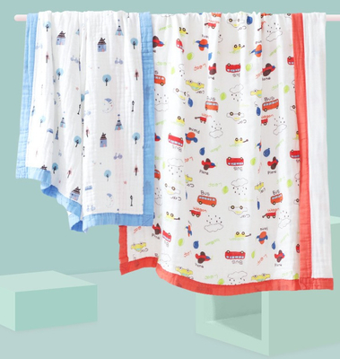 Camada bonita Gauze Fabric 200gsm da impressão 4 dos animais nenhum agente fluorescente