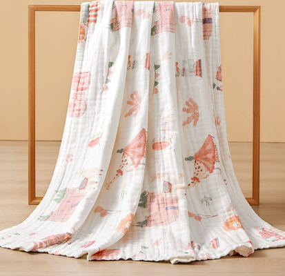 Os desenhos animados 100% de Gauze Fabric Baby Swaddle Blanket de 4 camadas do algodão 40S imprimiram