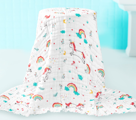 Crepe 250GSM absorção de Gauze Fabric Lovely Pattern Moisture de 6 camadas