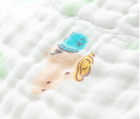 seis camadas de 110X110 40S imprimiram a toalha da saliva de Gauze Fabric do algodão para bebês