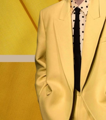 5% de lã 2% de tencel 2% de spandex 2% de ácido 73% de poliéster e 15% de tecido Rayon Blazer