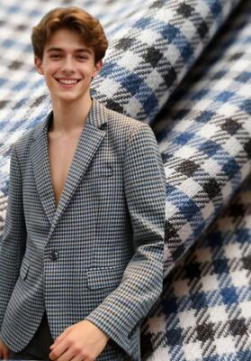 27%Rayon 70%Polyester 3%Spandex 260gm Check resistente a rugas e durável Tecido liso