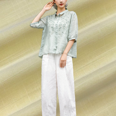 220 GSM Tecido Rayon de Linho Resistente a Rugas Respirável para blusas e camisas