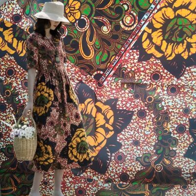 Tecido de impressão de cera africana 100% de algodão com cores vibrantes e alta resistência a rugas para estilos Ankara e Kitenge