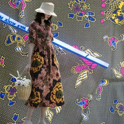 Tecido de impressão de cera africana 100% de algodão com cores vibrantes e alta resistência a rugas para estilos Ankara e Kitenge