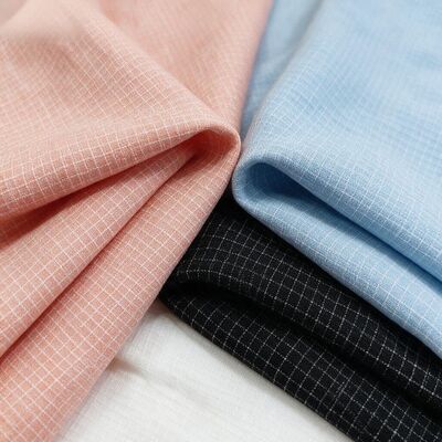 Tecido de Terno Xadrez Tingido com Fio de 195gsm com 68% Poliéster 30% Viscose 2% Elastano para Uniformes