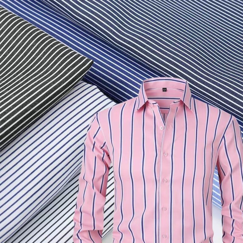 Tecido com listras de algodão colorido durável para camisas formais 110 gm
