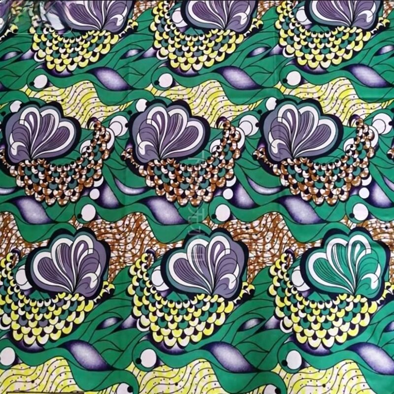 Tecido de impressão de cera africana 100% de algodão premium com cores vibrantes e largura de 115 cm